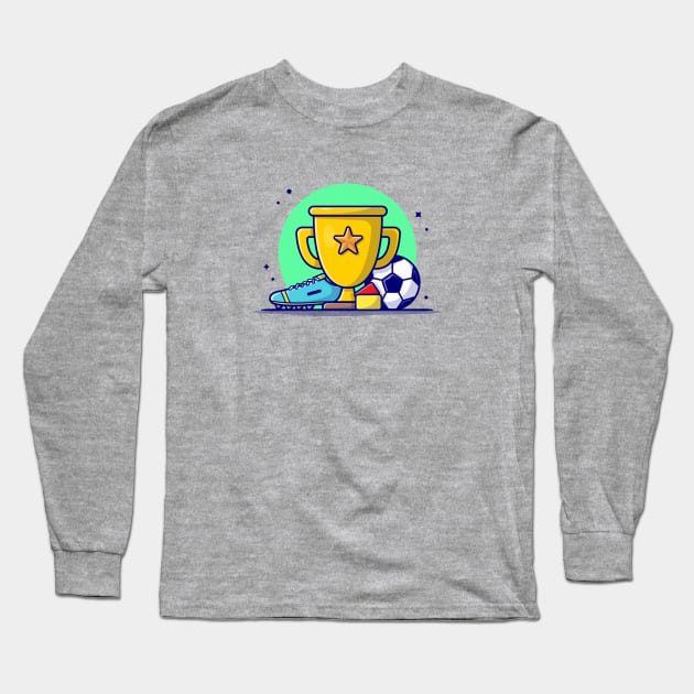 Soccer Sport Trophy with Soccer Ball and Shoes Cartoon Vector Icon Illustration Long Sleeve T-Shirt by Catalyst Labs